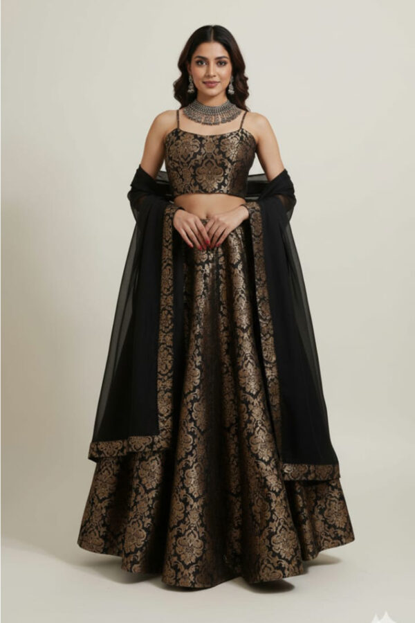 Indian Black Banarasi Lehenga
