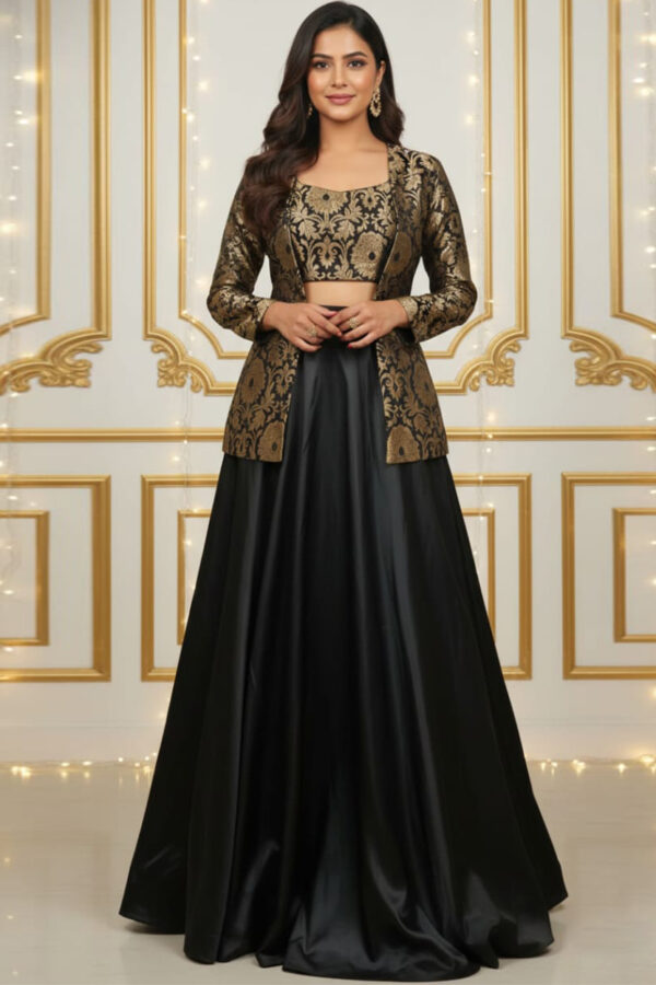 Black Silk and Banarasi Lehenga