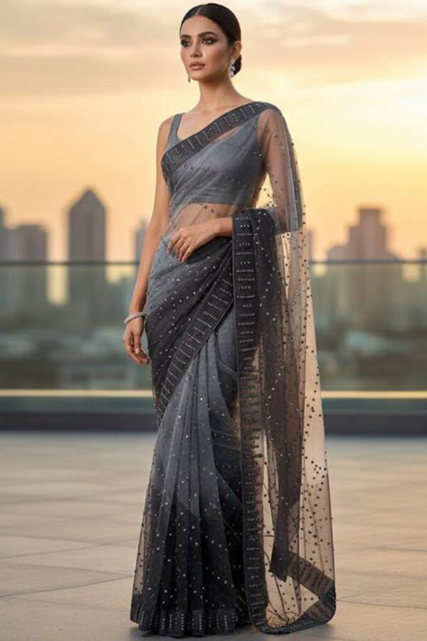 Black and Grey Elegant Saree