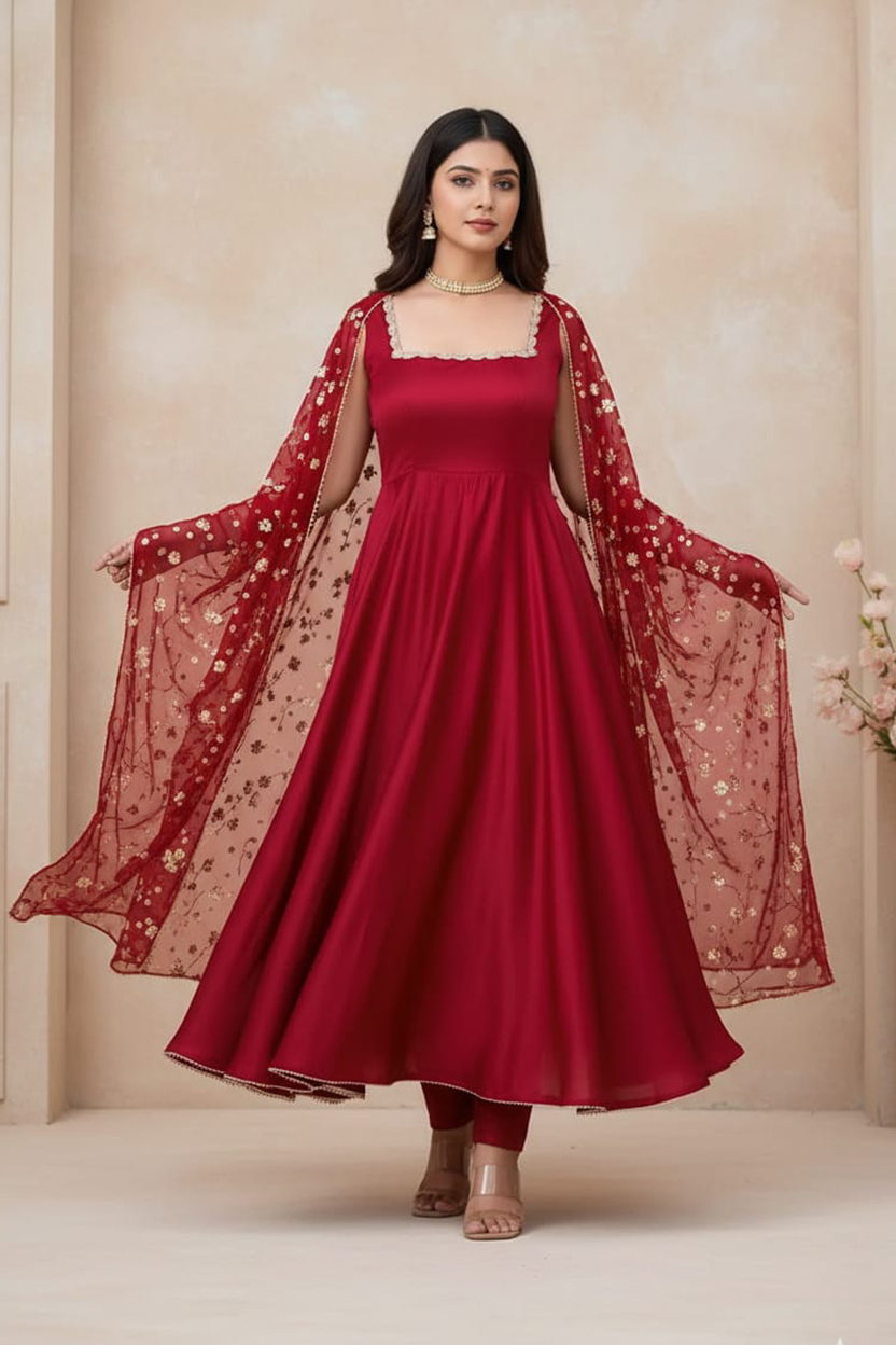 Red and Golden Silk Maxi