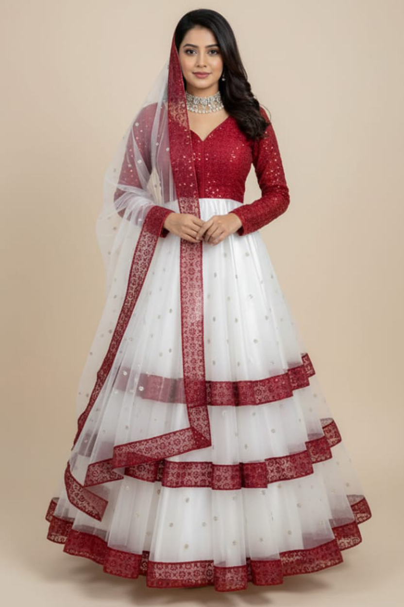 Red and White Nikkah Maxi